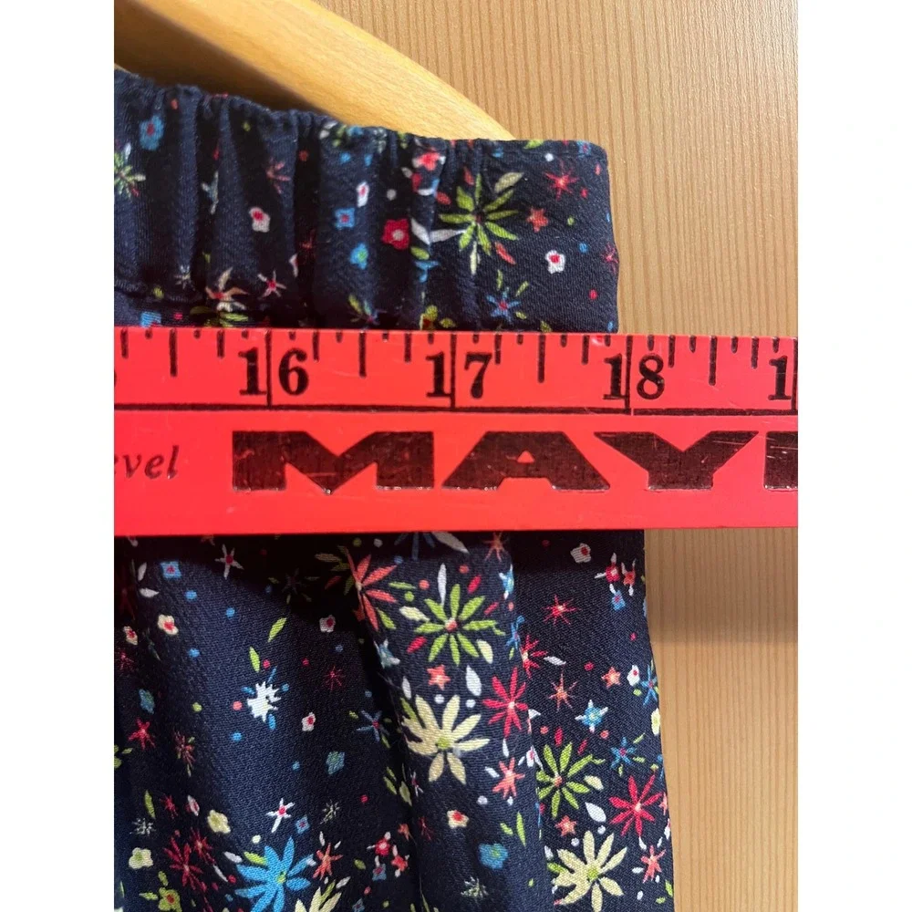 C.J. Banks Midi Skirt Womens 18W Navy Floral Button Front Elastic Back A-Line